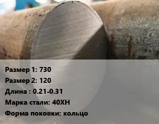 Поковка круглая 730х120 L=0.21-0.31 Сталь: 40ХН кольцо
